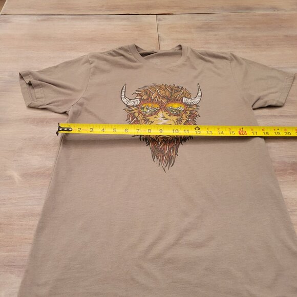 Wild Tribute Buffalo Graphic T-Shirt Brown Size Small Casual Outdoor Tee Brown - Picture 7 of 8